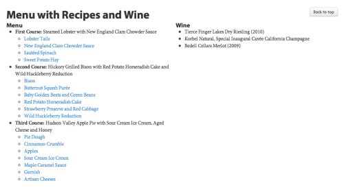 Inaugural Luncheon Menu